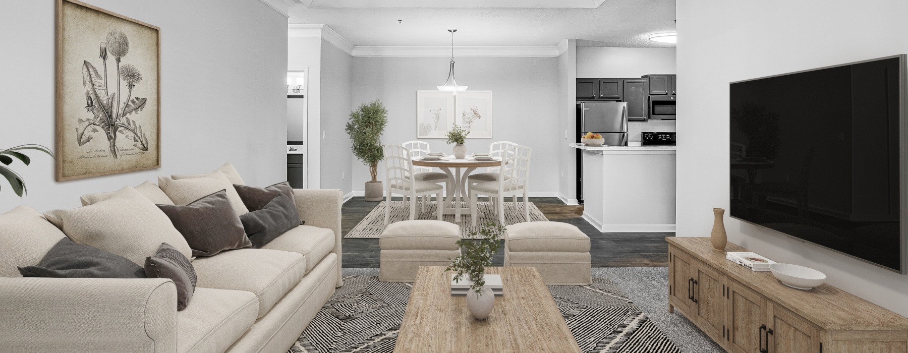 Living area at Villas at Princeton Lakes apartments in Atlanta, GA