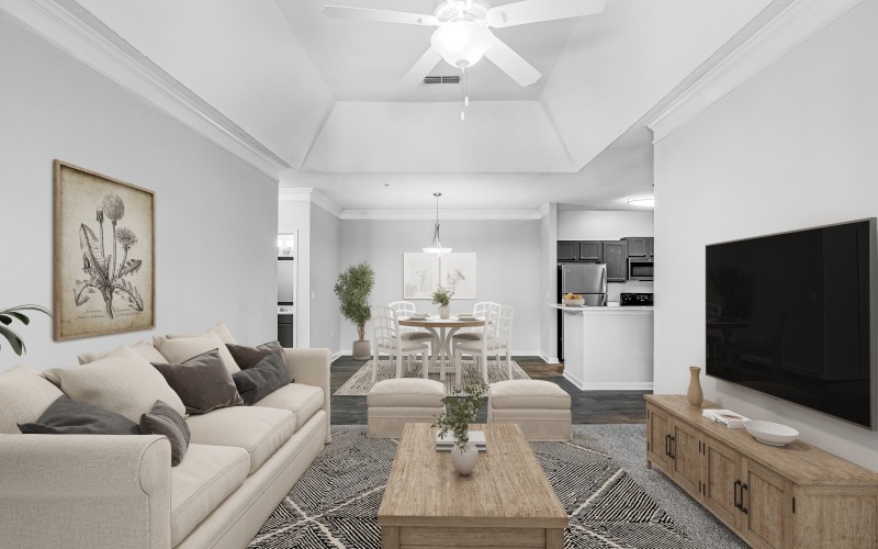 Living area at Villas at Princeton Lakes apartments in Atlanta, GA