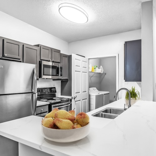 Renovated kitchen at Villas at Princeton Lakes apartments in Atlanta, GA