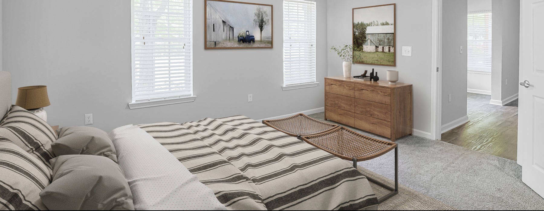 Bedroom at Villas at Princeton Lakes apartments in Atlanta, GA